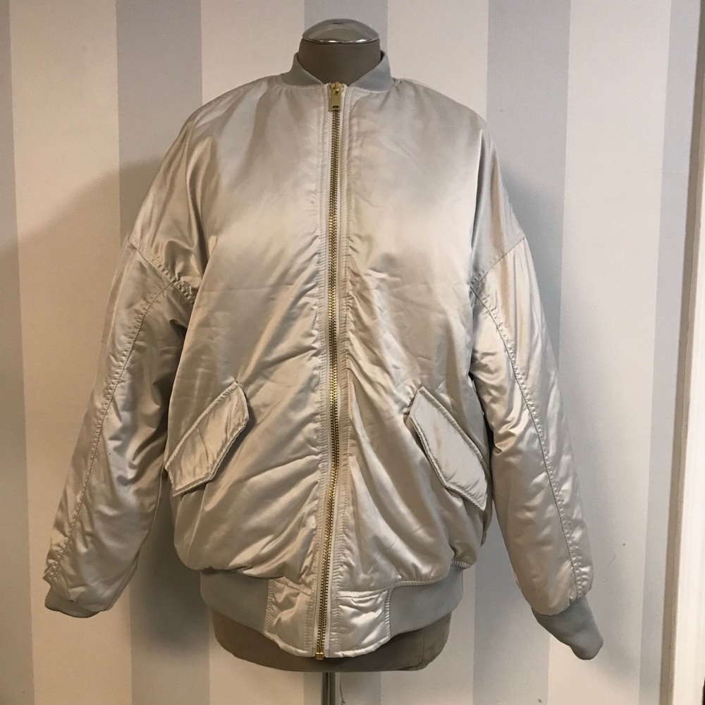 H&M Light Grey Oversized Bomber Jacket